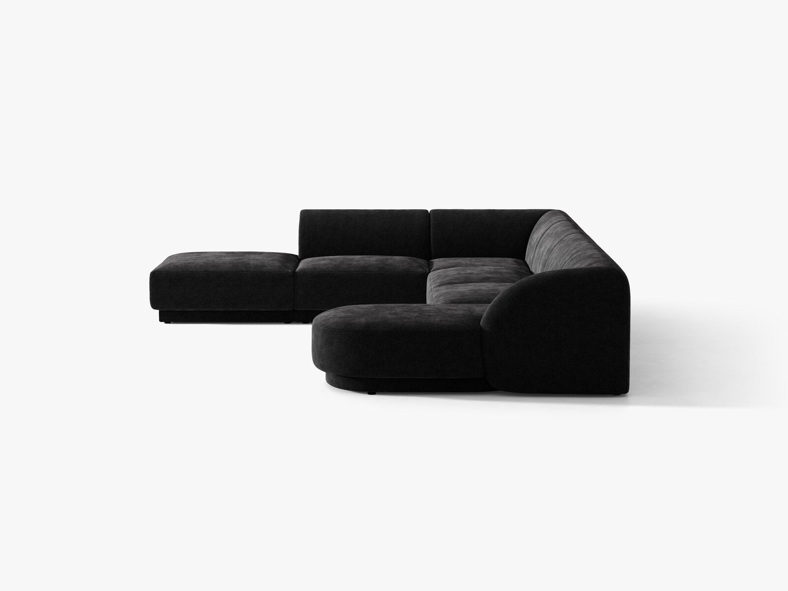 Micadoni Panorama-Ecksofa Miley 6-Sitzer Links Chenille Haga Schwarz