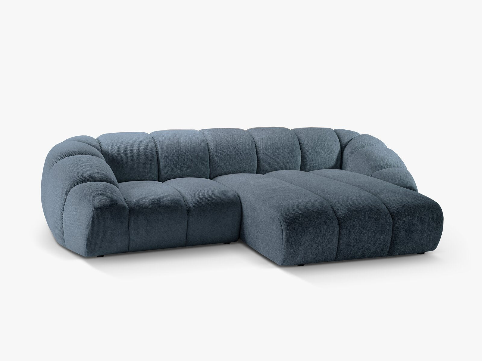 Micadoni Ecksofa Diana 3-Sitzer Rechts Strukturierter Samt Bubble Jeansblau