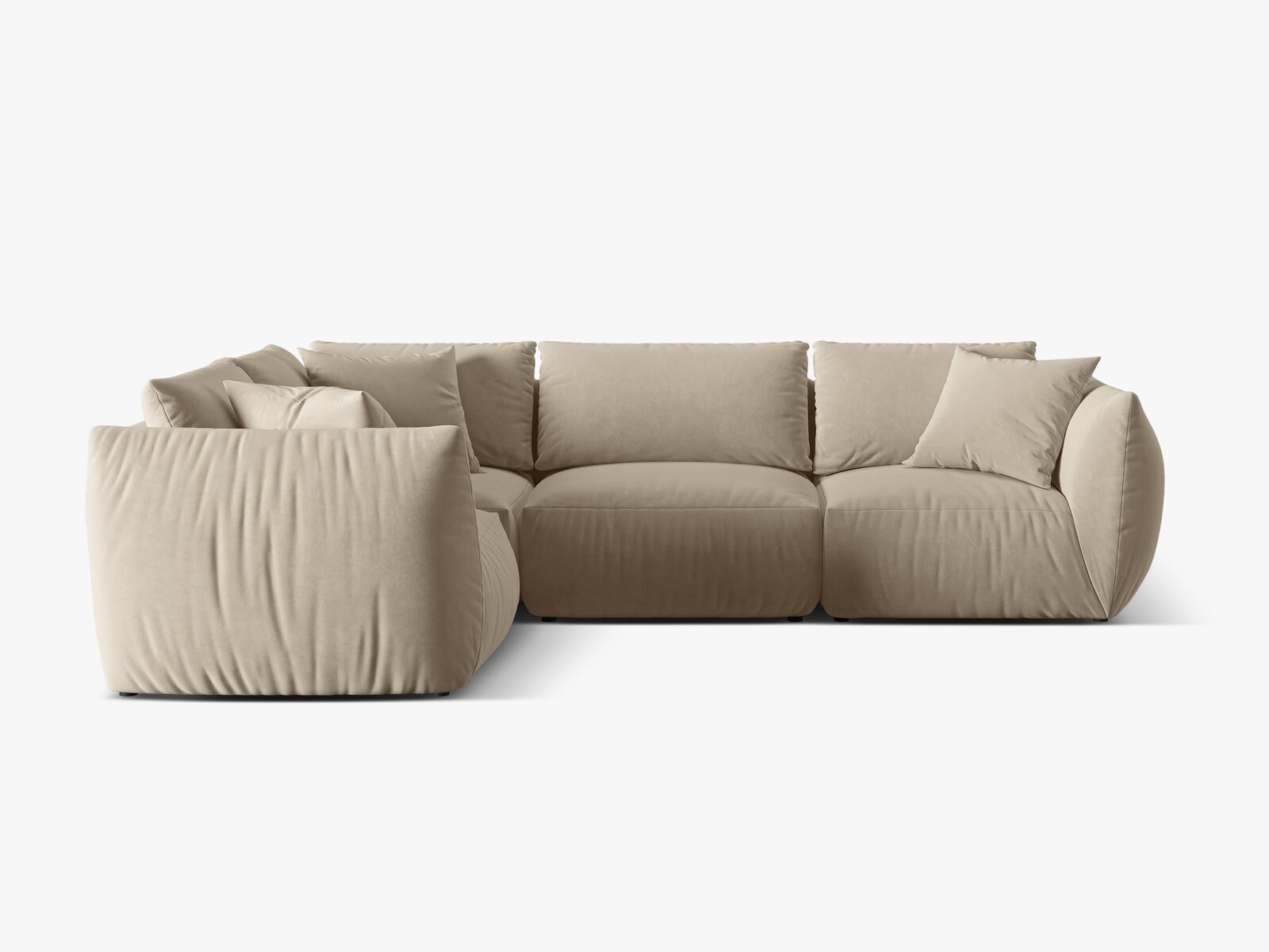 Micadoni Ecksofa Chris 4-Sitzer Links Samt Ecru