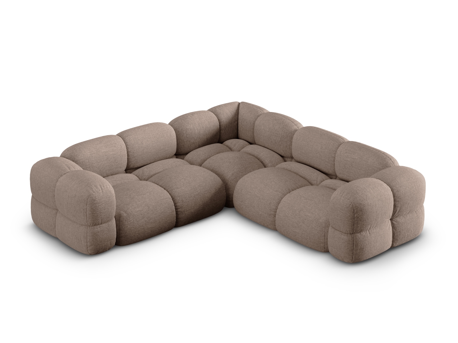 Cosmopolitan Design Symmetrisches Ecksofa Loretto 4-Sitzer Strukturierter Stoff Sorella Cappuccino