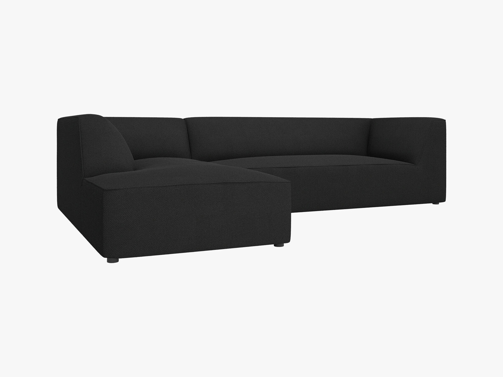 Micadoni 4-Sitzer Modular Sofa Ruby Links Strukturierter Stoff Ottawa Schwarz