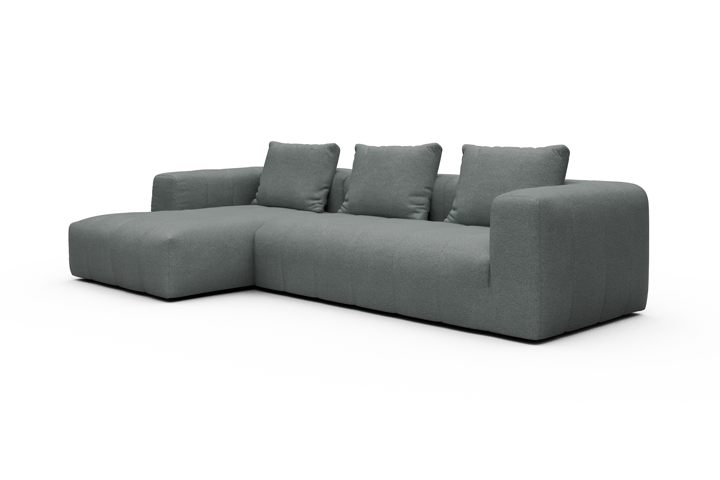 Ecksofa Hugo 2,5-Sitzer Armlehne rechts mit Chaiselongue Denari-Soft-Grey