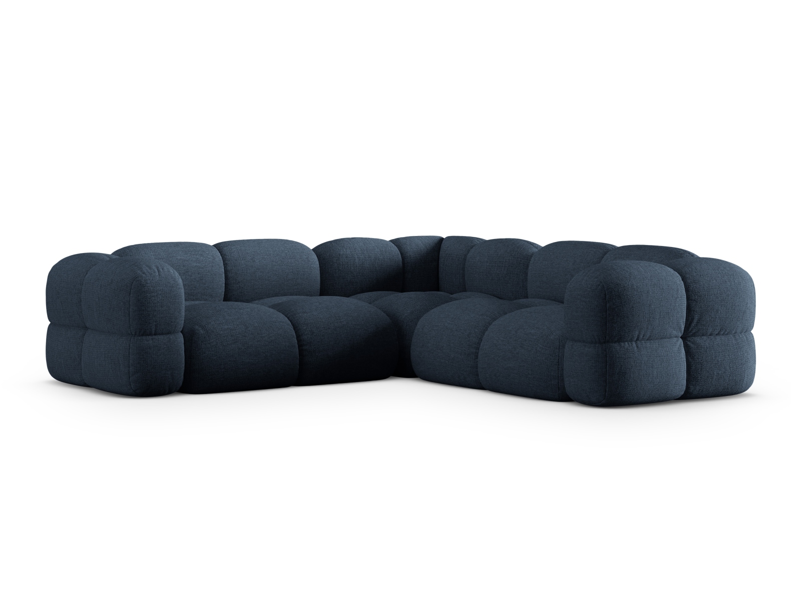 Cosmopolitan Design Symmetrisches Ecksofa Loretto 4-Sitzer Strukturierter Stoff Sorella Dunkelblau