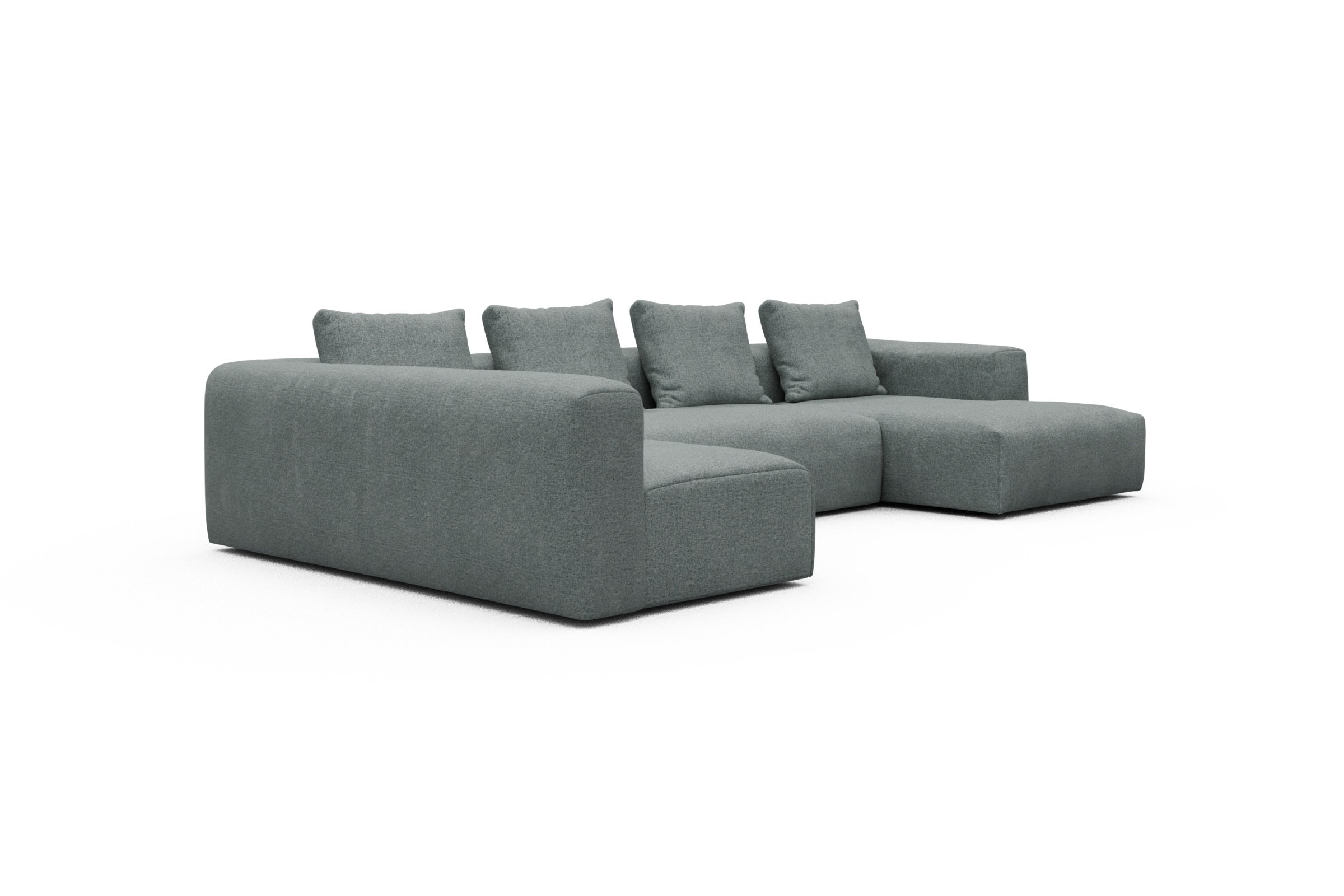 Wohnlandschaft Fred Chaiselongue rechts mit 2-Sitzer und lange Armlehne links Casone-Light-Mixed-Green