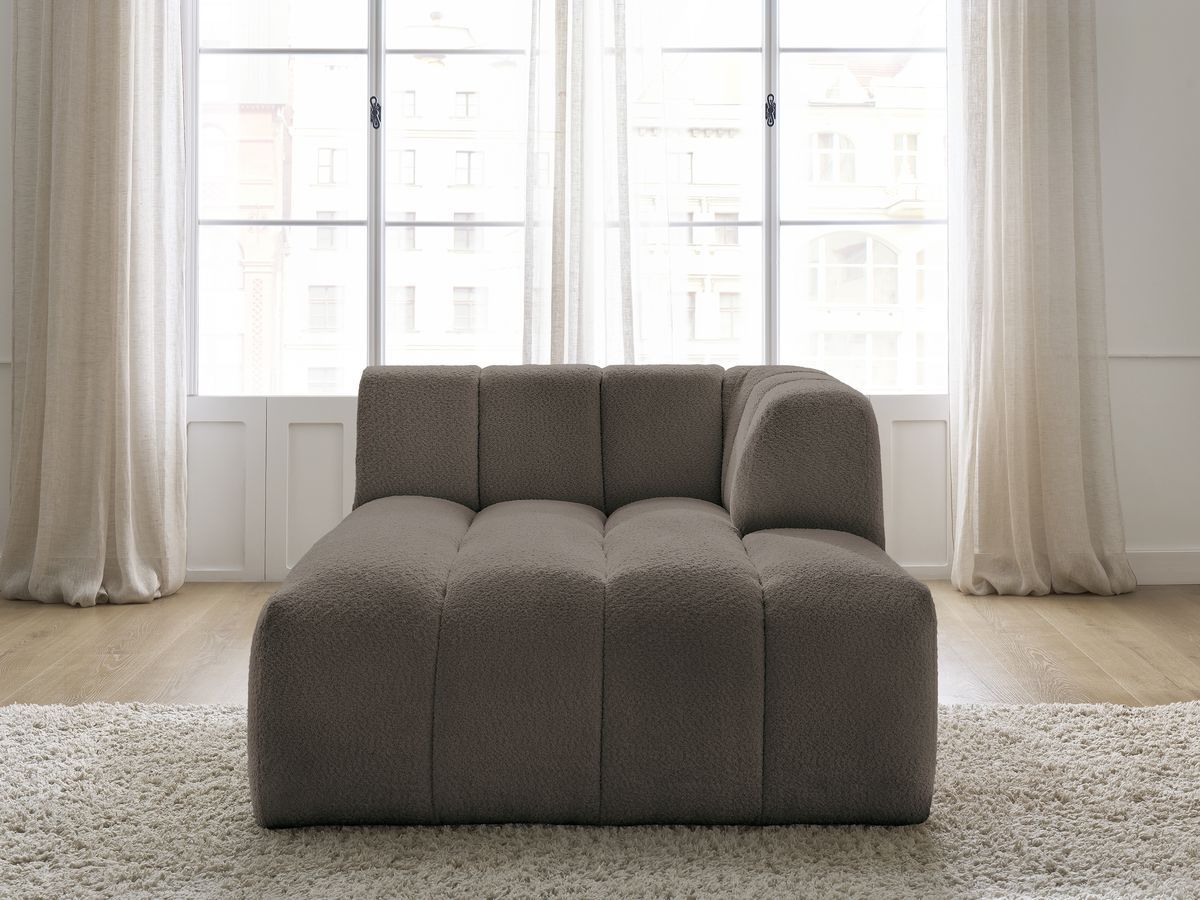 Bobochic Annecy Méridienne-Modul Bouclé-Stoff Braun Ecke rechts