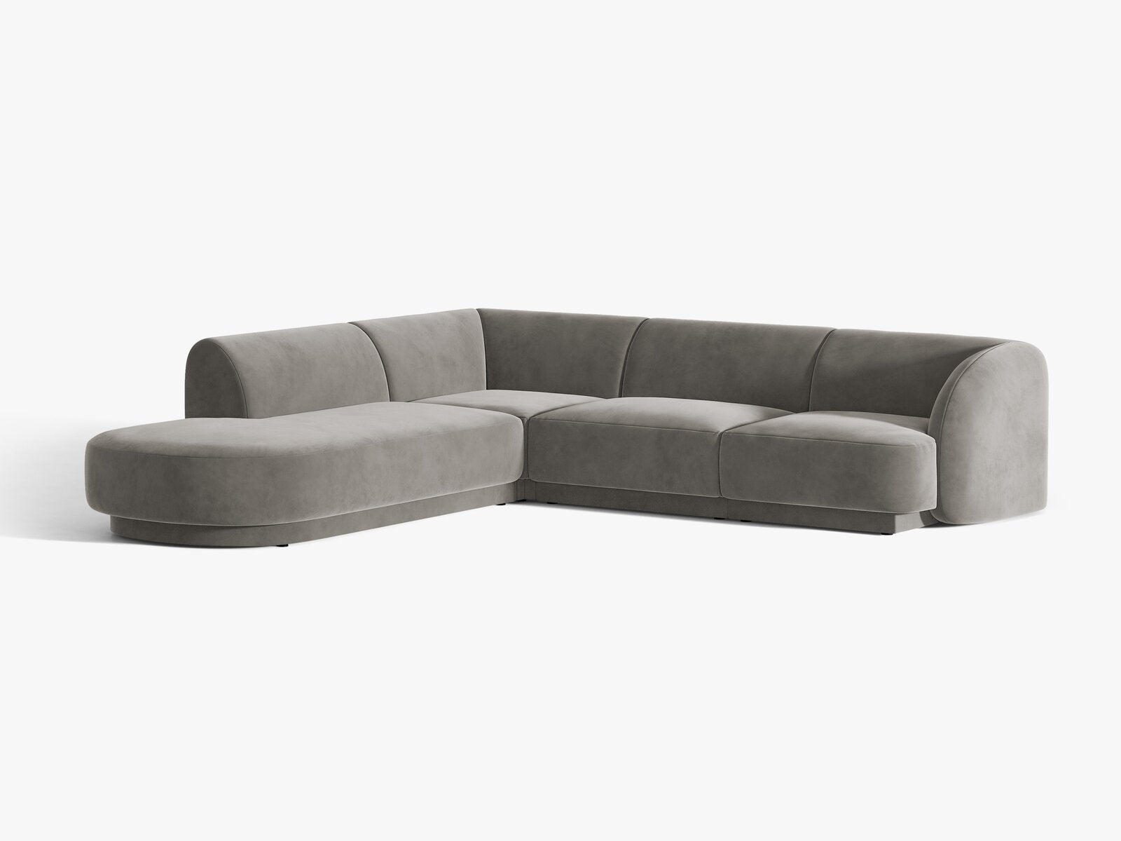 Micadoni Ecksofa Miley 6-Sitzer Links Samt Bluvel Hellgrau