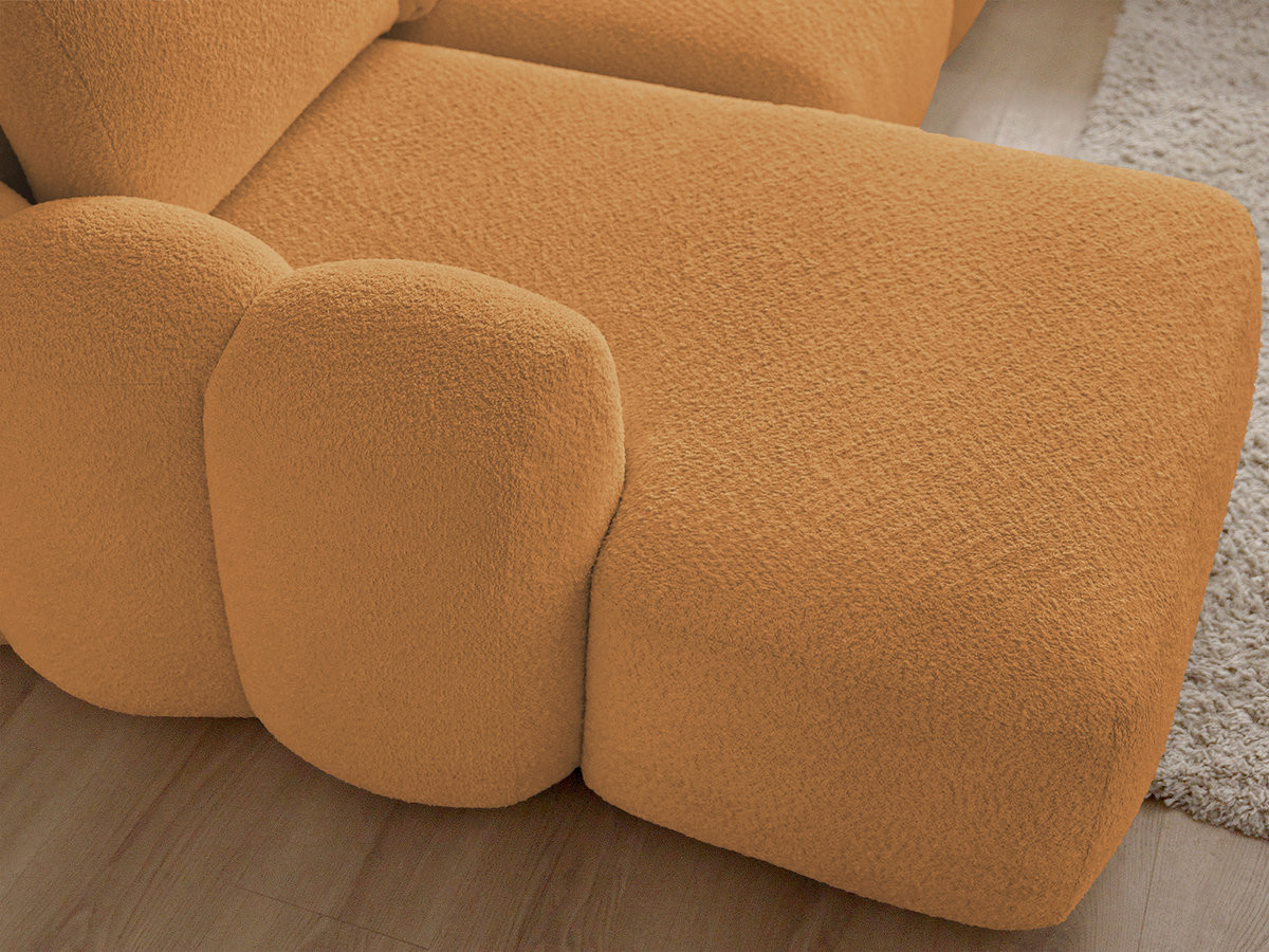 Bobochic Montaigne Ecksofa mit Schlaffunktion und Bettkasten und Pouf 276 × 164 cm Bouclé-Stoff Gelb Ecke links