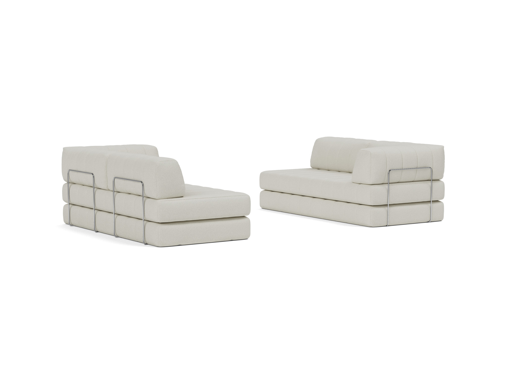 Eck-Schlafsofa CozyPad L-Form mit Armlehne Flachgewebe Mixed Dance 527-Natural