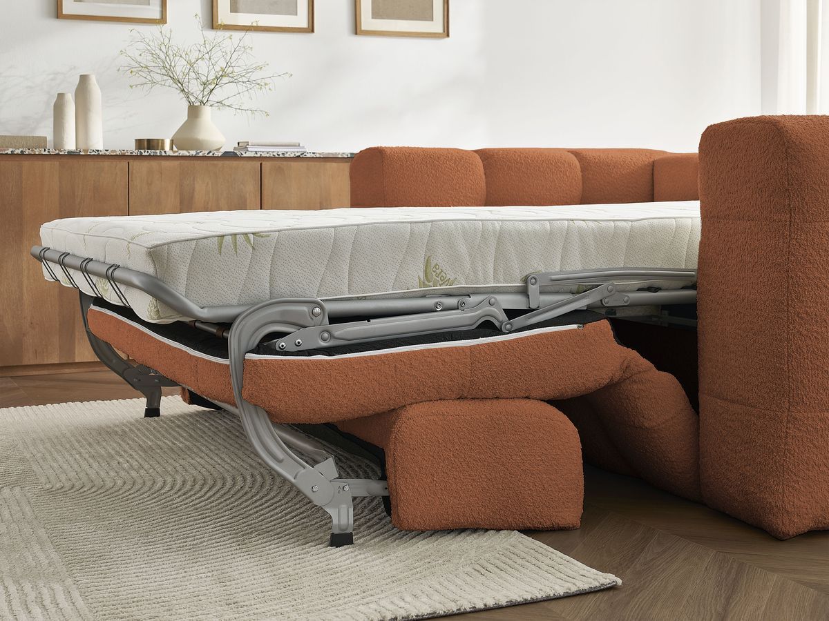 Bobochic Cloud Schlafsofa 3-Sitzer Bouclé-Stoff Orange