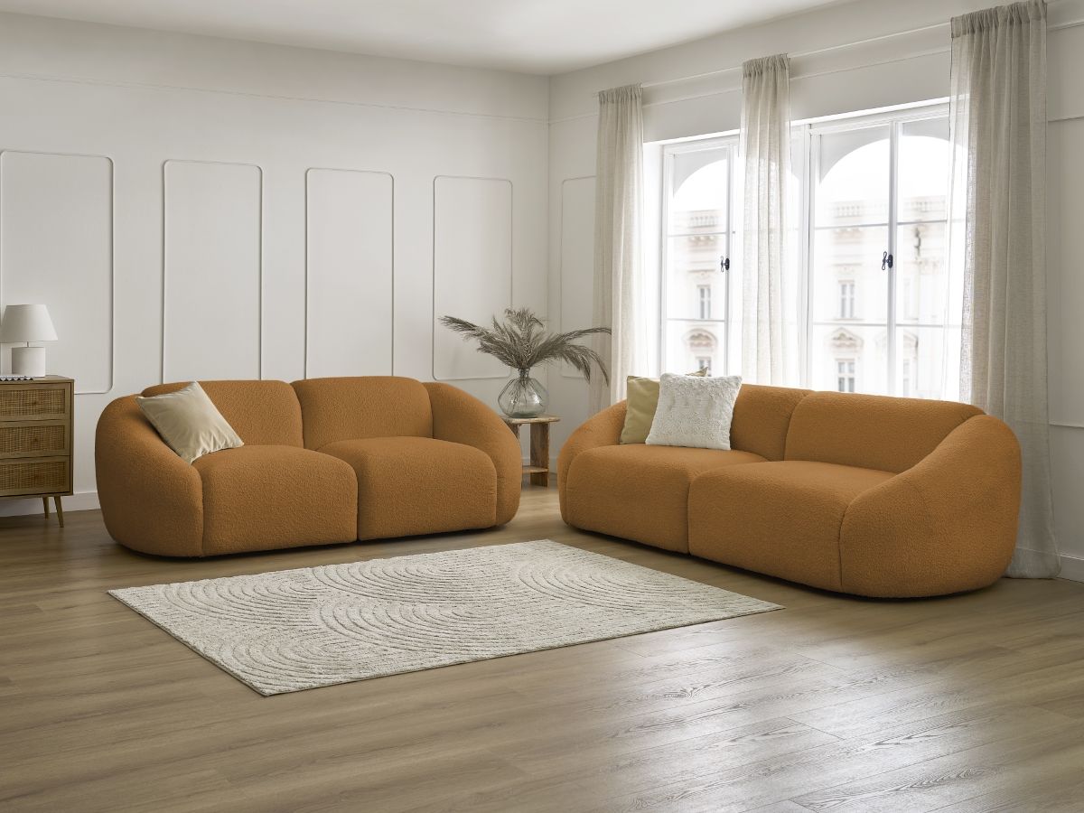 Bobochic Tina Sofa 5-Sitzer Bouclé-Stoff Gelb