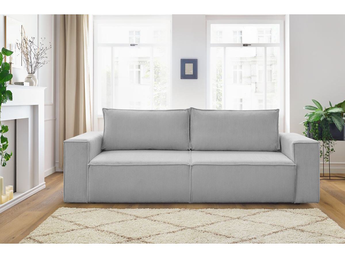 Bobochic Nihad Sofa 3-Sitzer Cordsamt Hellgrau