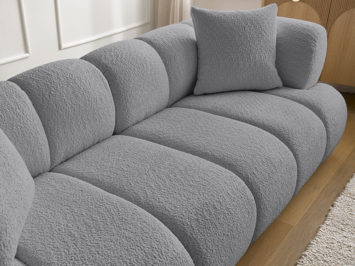 Bobochic Pamira Sofa 5-Sitzer Bouclé-Stoff Dunkelgrau