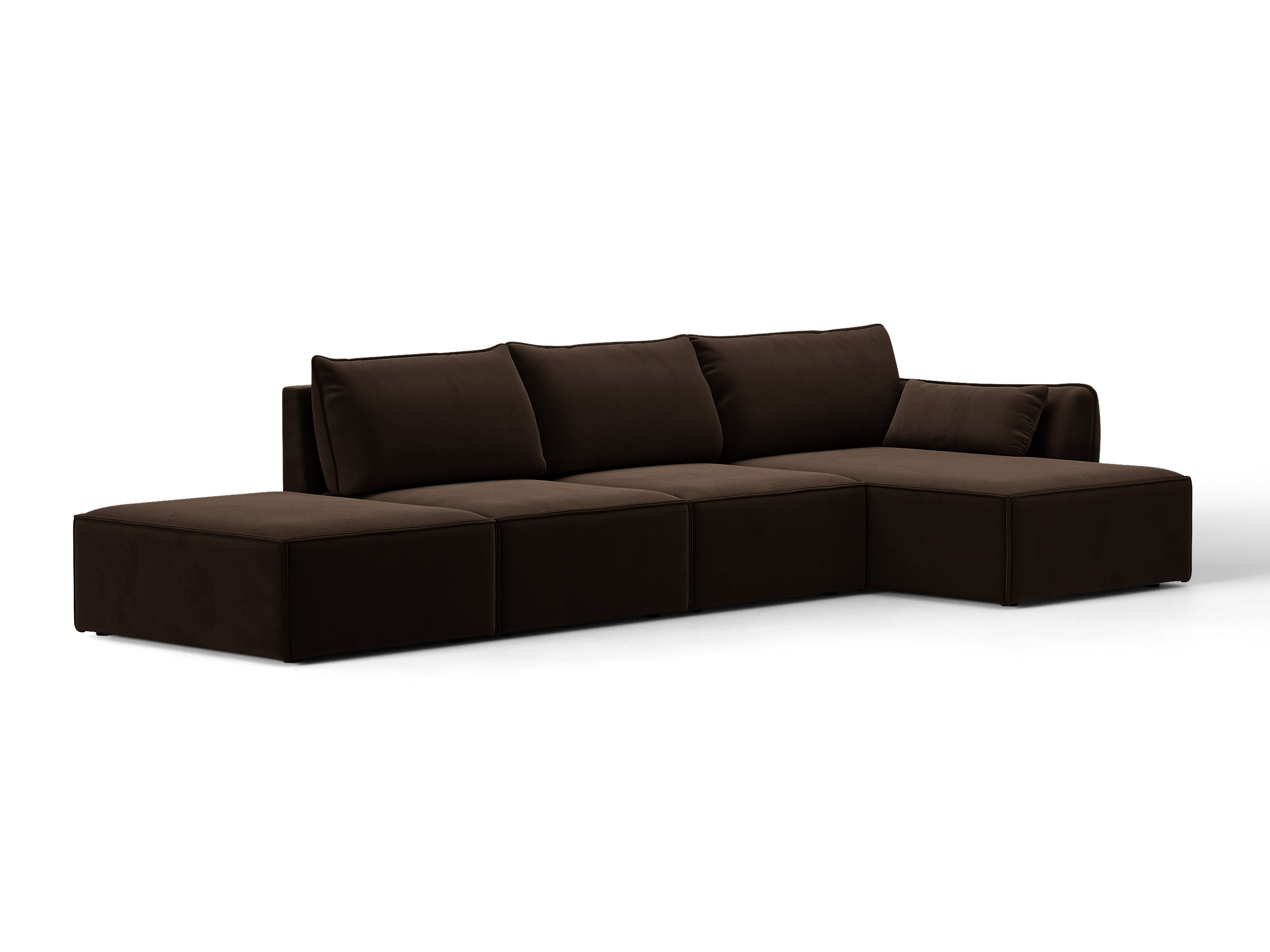 Micadoni Ecksofa Kaelle 5-Sitzer Samt Bluvel Dunkelbraun Rechts