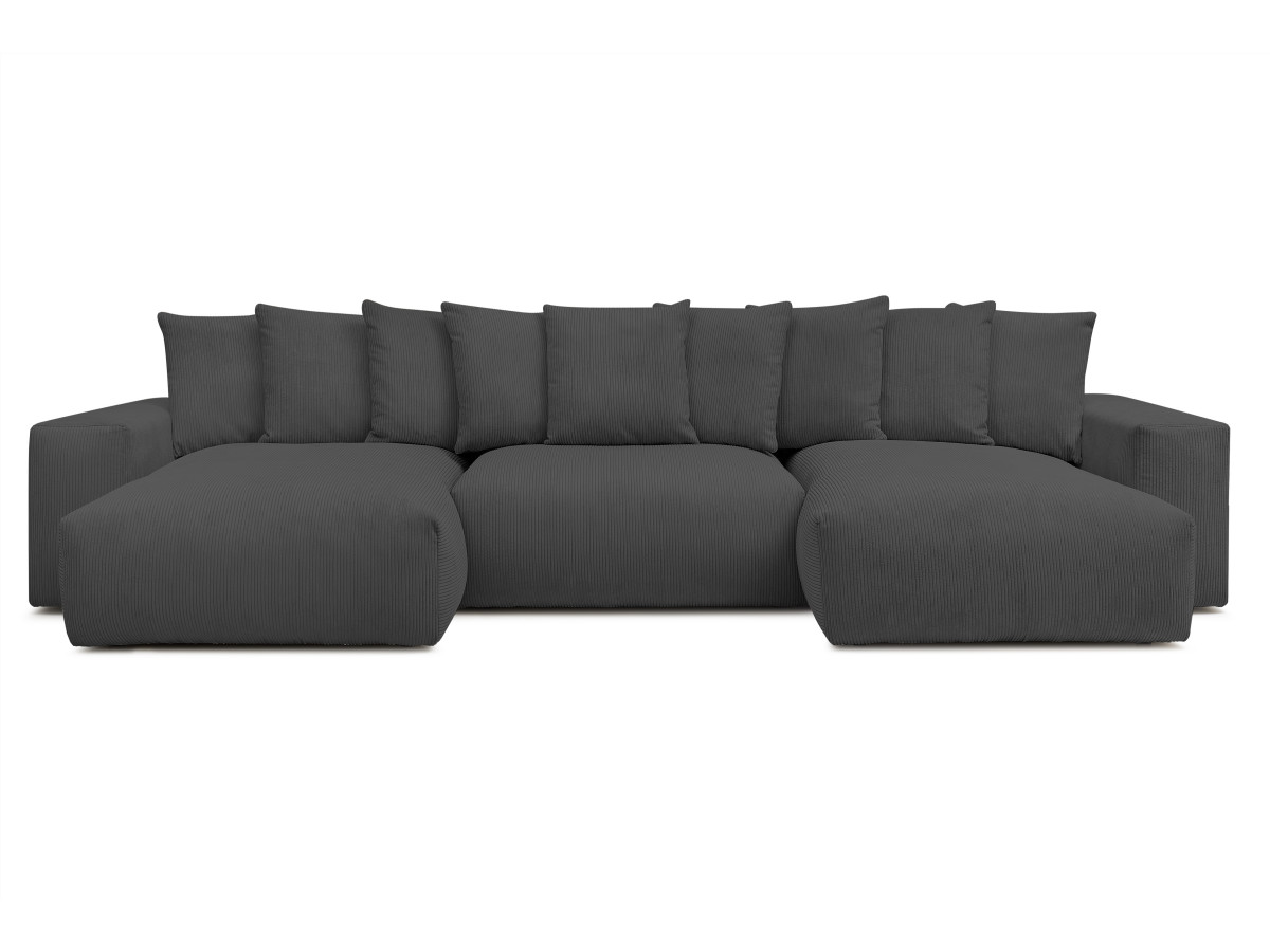 Bobochic Voltaire Wohnlandschaft 420 × 174 cm Cordsamt Dunkelgrau