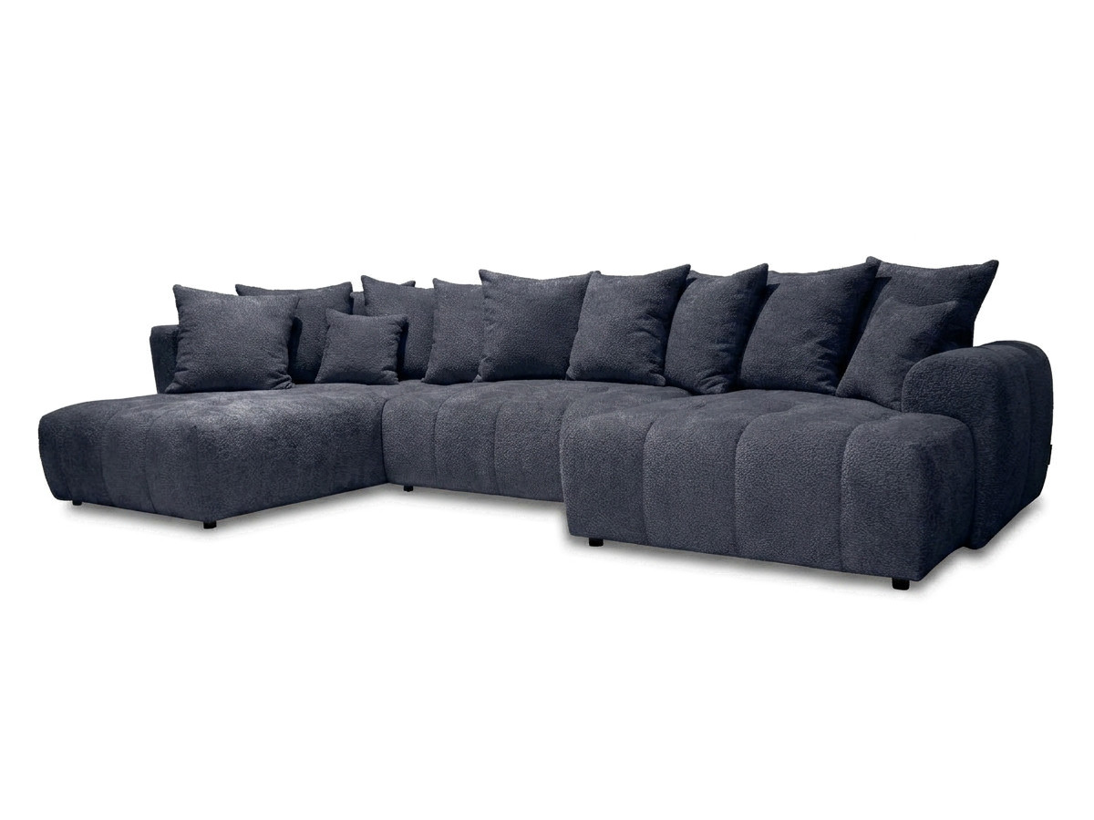 Bobochic Roxelane Wohnlandschaft Bouclé-Stoff Dunkelblau Ecke links