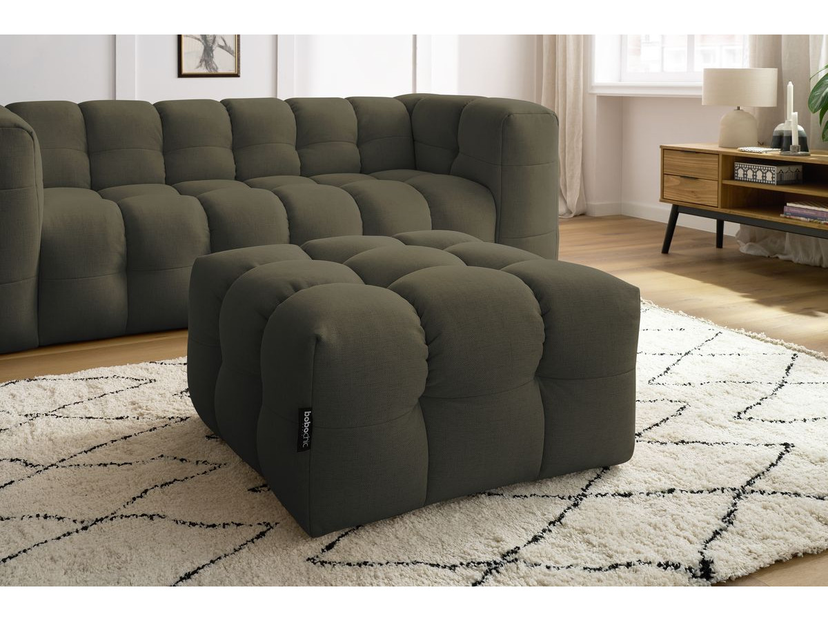 Bobochic Cloud Schlafsofa 3-Sitzer mit Pouf Stoff Grün