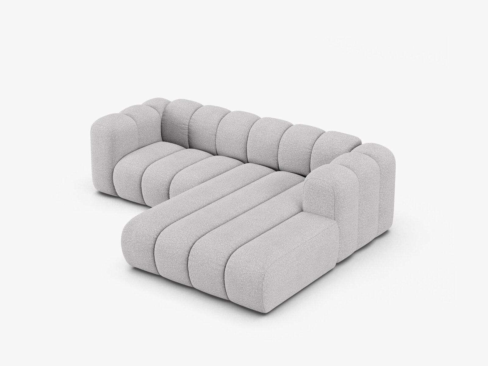 Micadoni Modulares Ecksofa Lupine 3-Sitzer Rechts Boucle Baloo Hellgrau