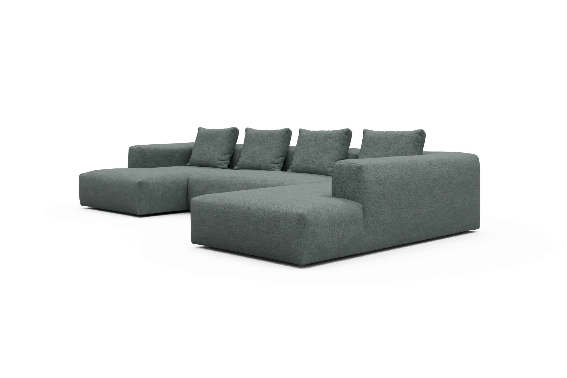 Wohnlandschaft Fred Relax-Ecke rechts mit 2-Sitzer und Chaiselongue links Carreno-Ice-Blue
