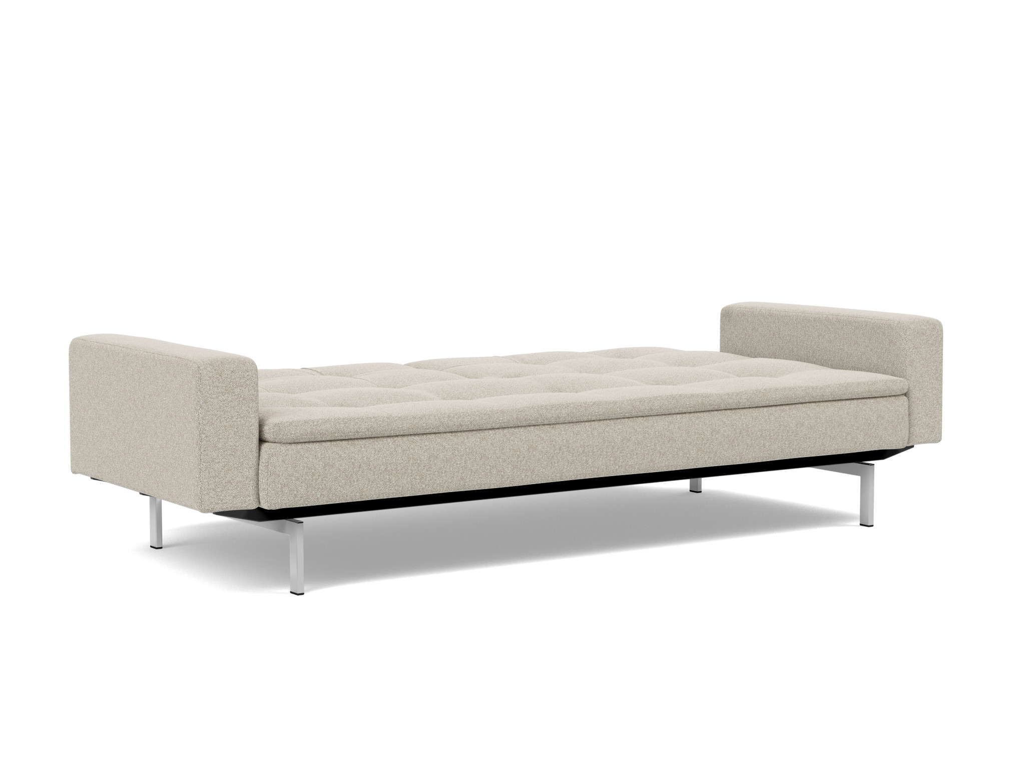 Schlafsofa Dublexo mit Armlehnen Boucle Skandi 539-Beige Beine Chrom