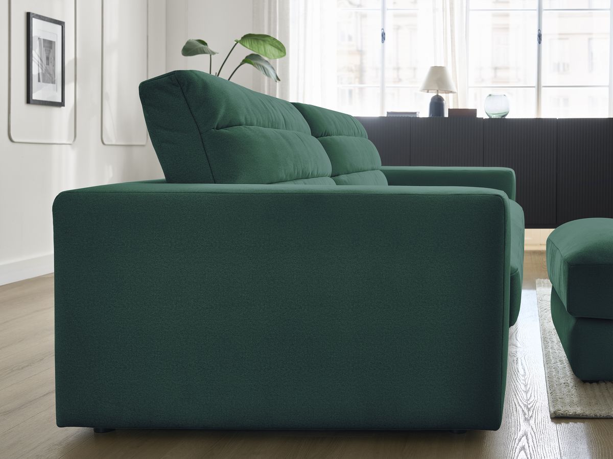 Bobochic Sierra Sofa 4-Sitzer mit Pouf Samt Dunkelgrün