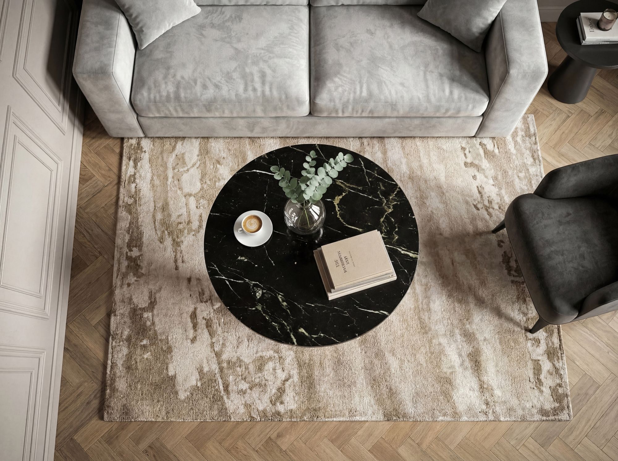 Couchtisch Sandane Marmor Schwarz Höhe 39 cm