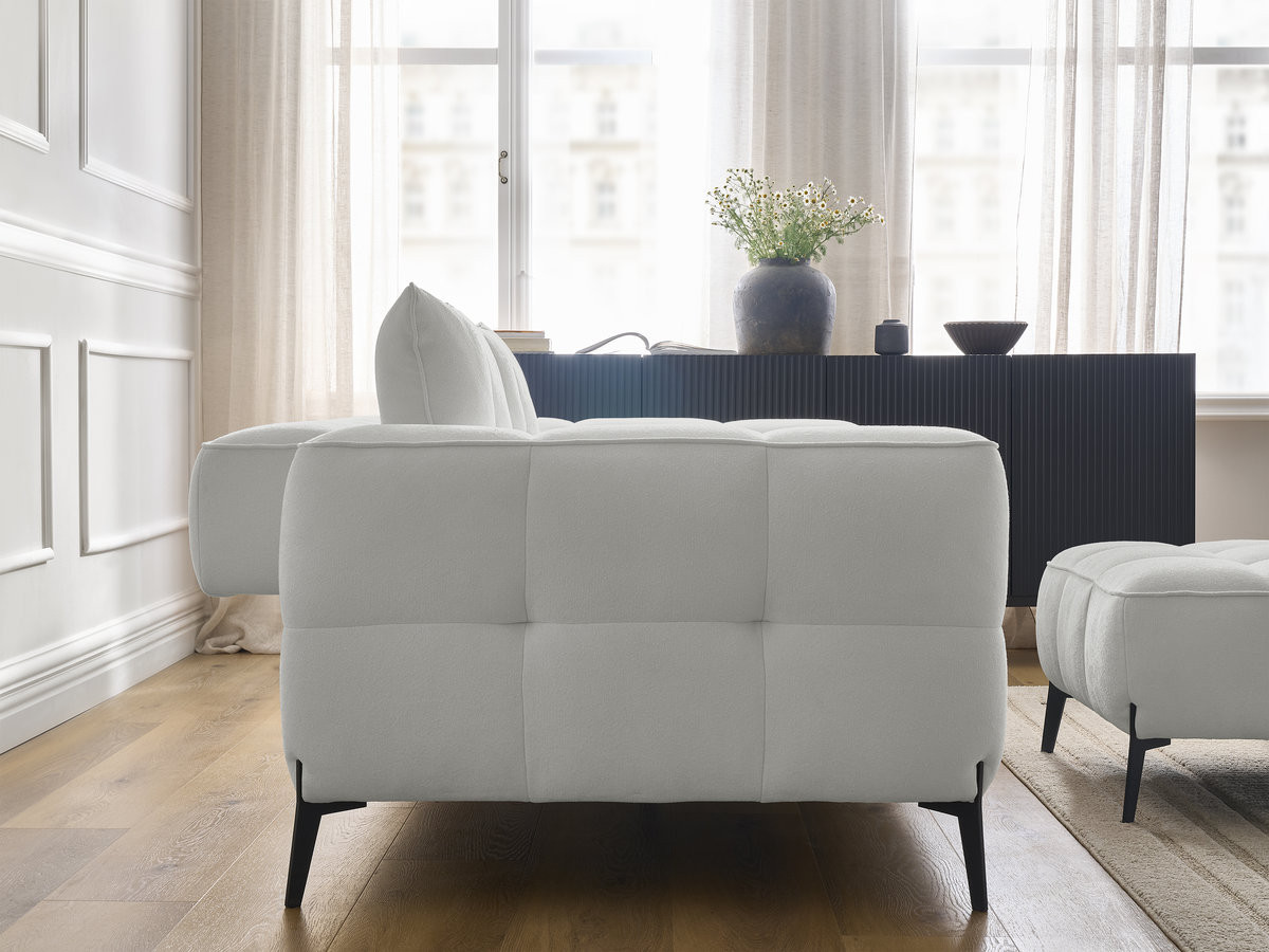 Bobochic Anis Sofa 2-Sitzer mit Pouf Strukturstoff Hellgrau