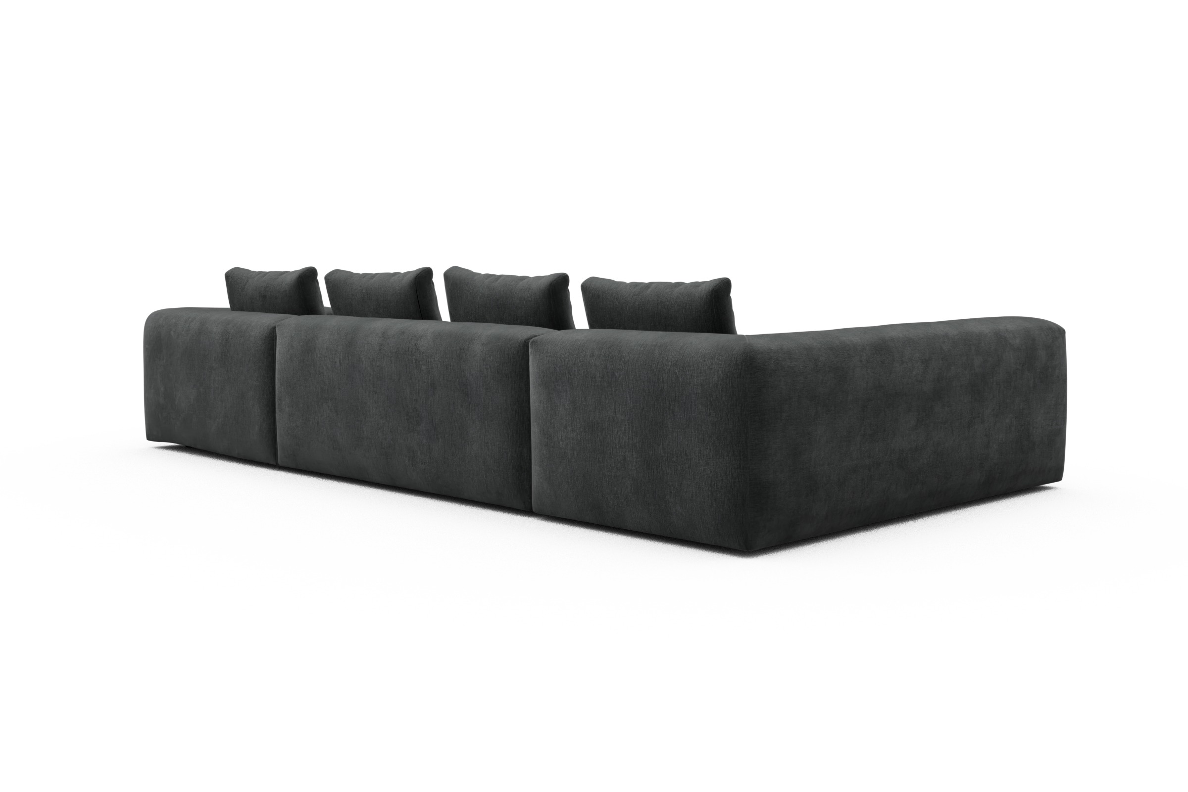 Wohnlandschaft Fred Chaiselongue rechts mit 2-Sitzer und lange Armlehne links Smooth-Deep-Warm-Grey