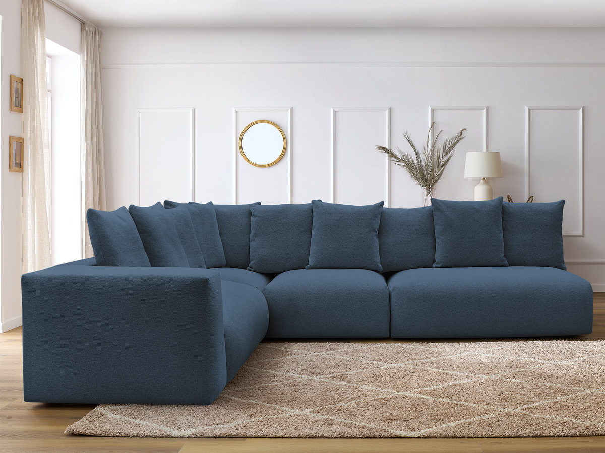 Bobochic Voltaire Ecksofa 322 × 268 cm Melange-Stoff Dunkelblau Ecke links