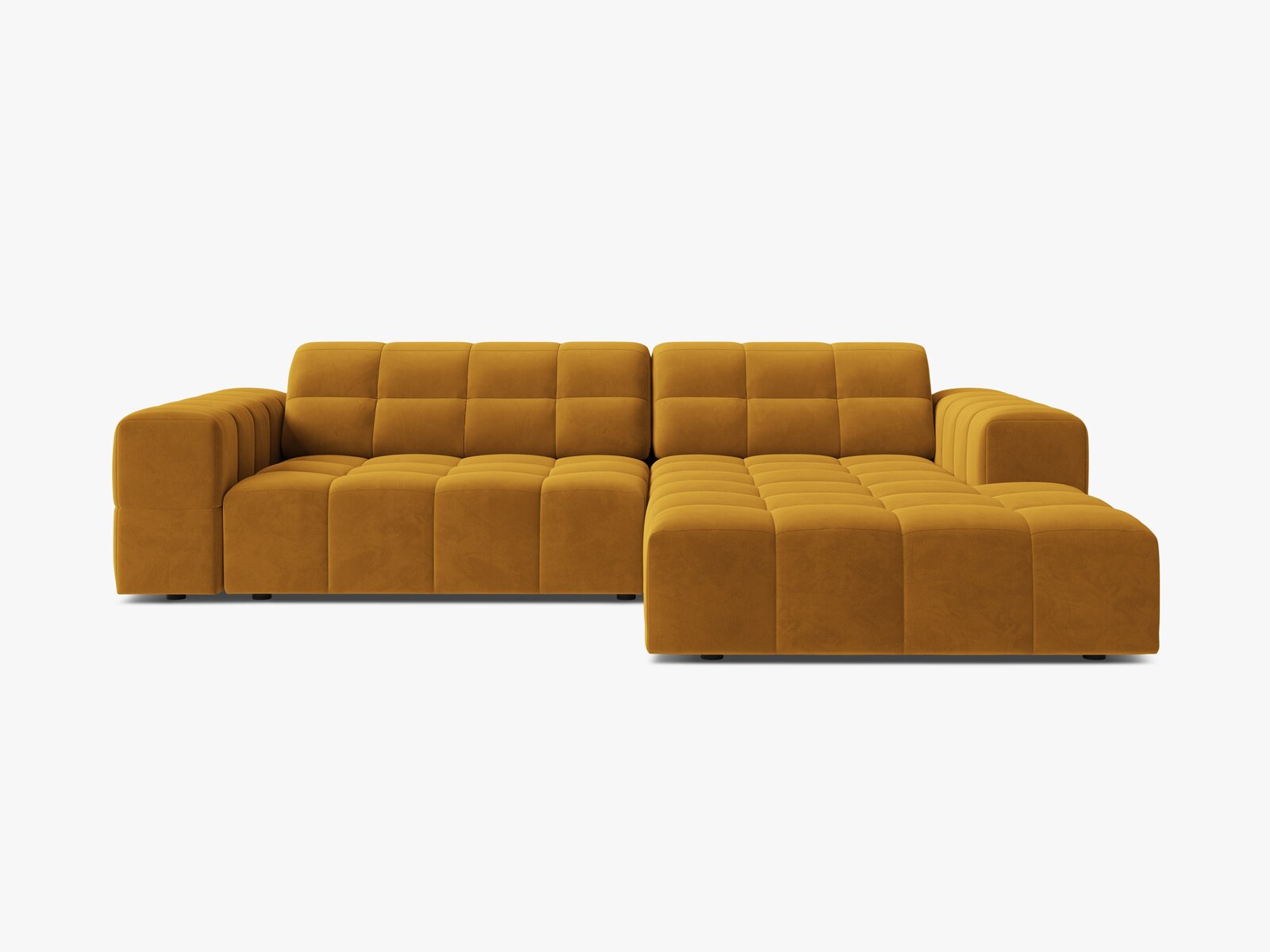 Micadoni Jennifer Ecksofa 4-Sitzer Rechts Samt Bluvel Gelb