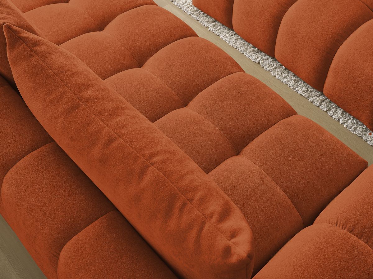 Bobochic Everest Sofa 3-Sitzer mit Pouf, 2 Kissen Strukturstoff Orange