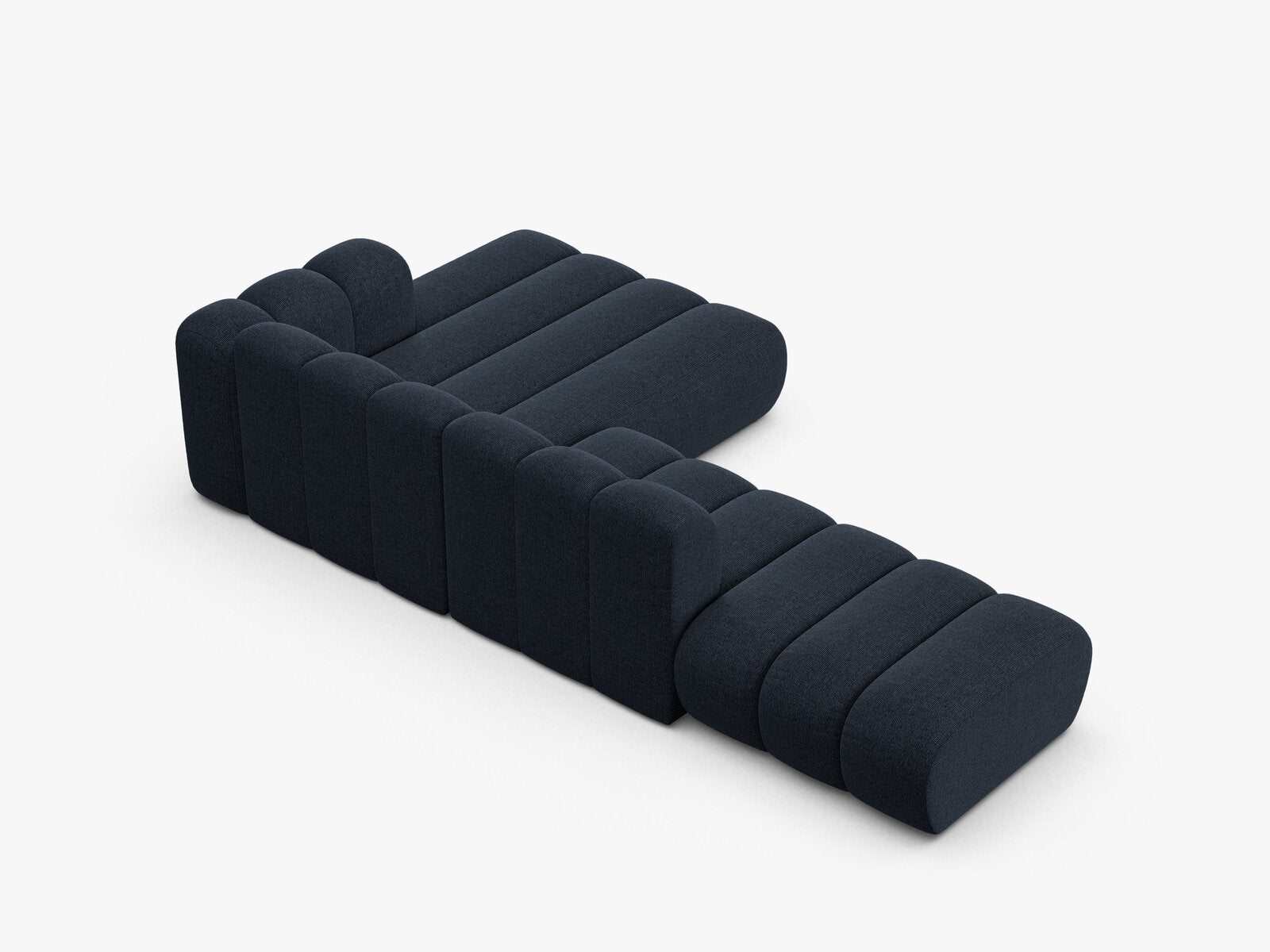 Micadoni Modulares Ecksofa offen Lupine 5-Sitzer Rechts Chenille Eden Marineblau