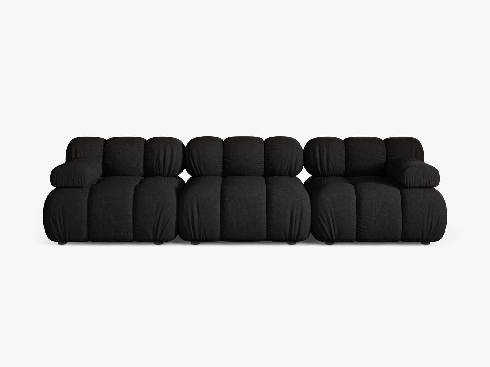 Micadoni Modulares Sofa Bellis 3-Sitzer Strukturierter Stoff Liberty Schwarz