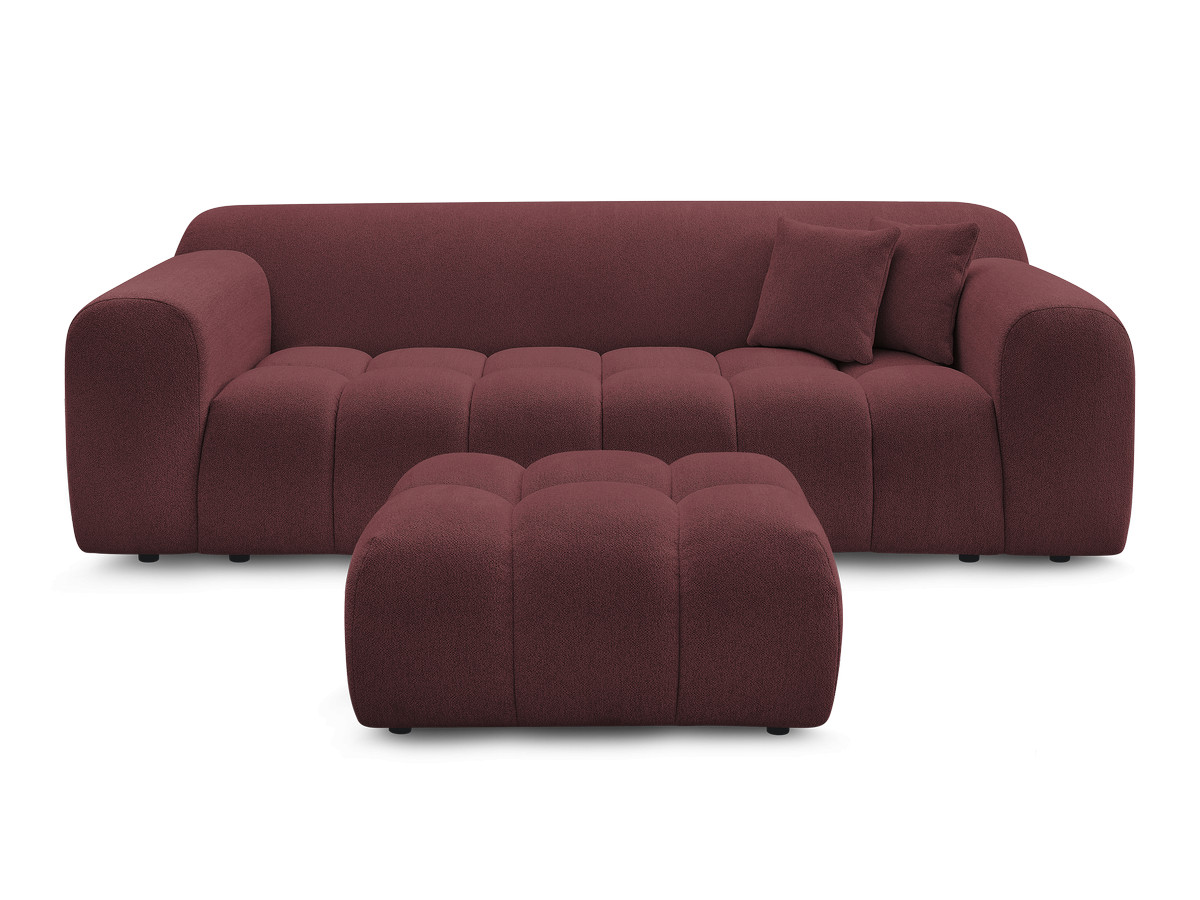 Bobochic Melisse Sofa 3-Sitzer mit Pouf Melange-Stoff Rot
