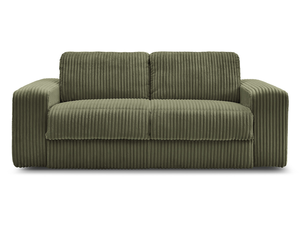 Bobochic Ibiza Schlafsofa 3-Sitzer Cordsamt Grün, Liegefläche 140 × 196 cm