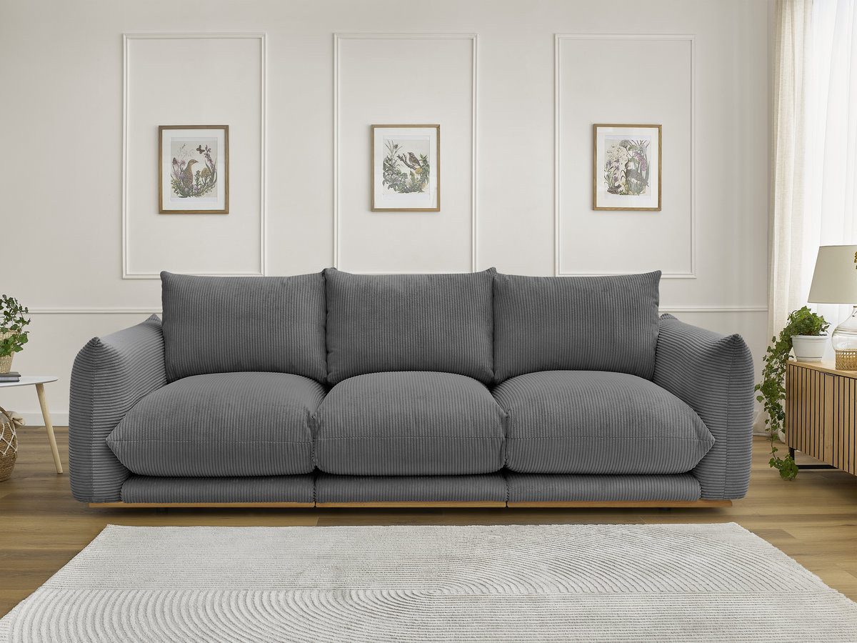 Bobochic Ernest Sofa 3-Sitzer 266 × 106 cm Cordsamt Dunkelgrau