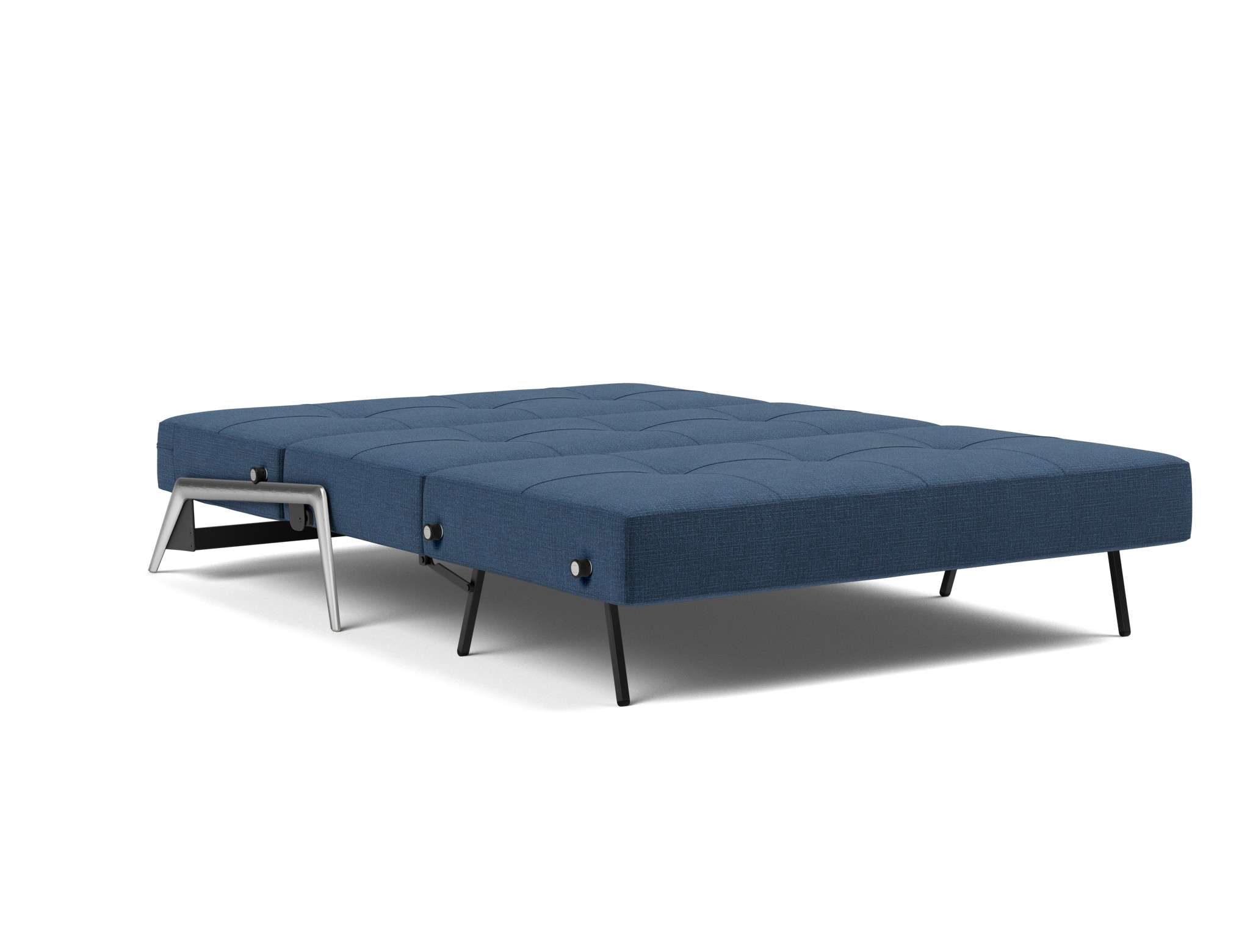 Schlafsofa Cubed 140 Chenille Esina 414-Indigo-Blue Beine Aluminium