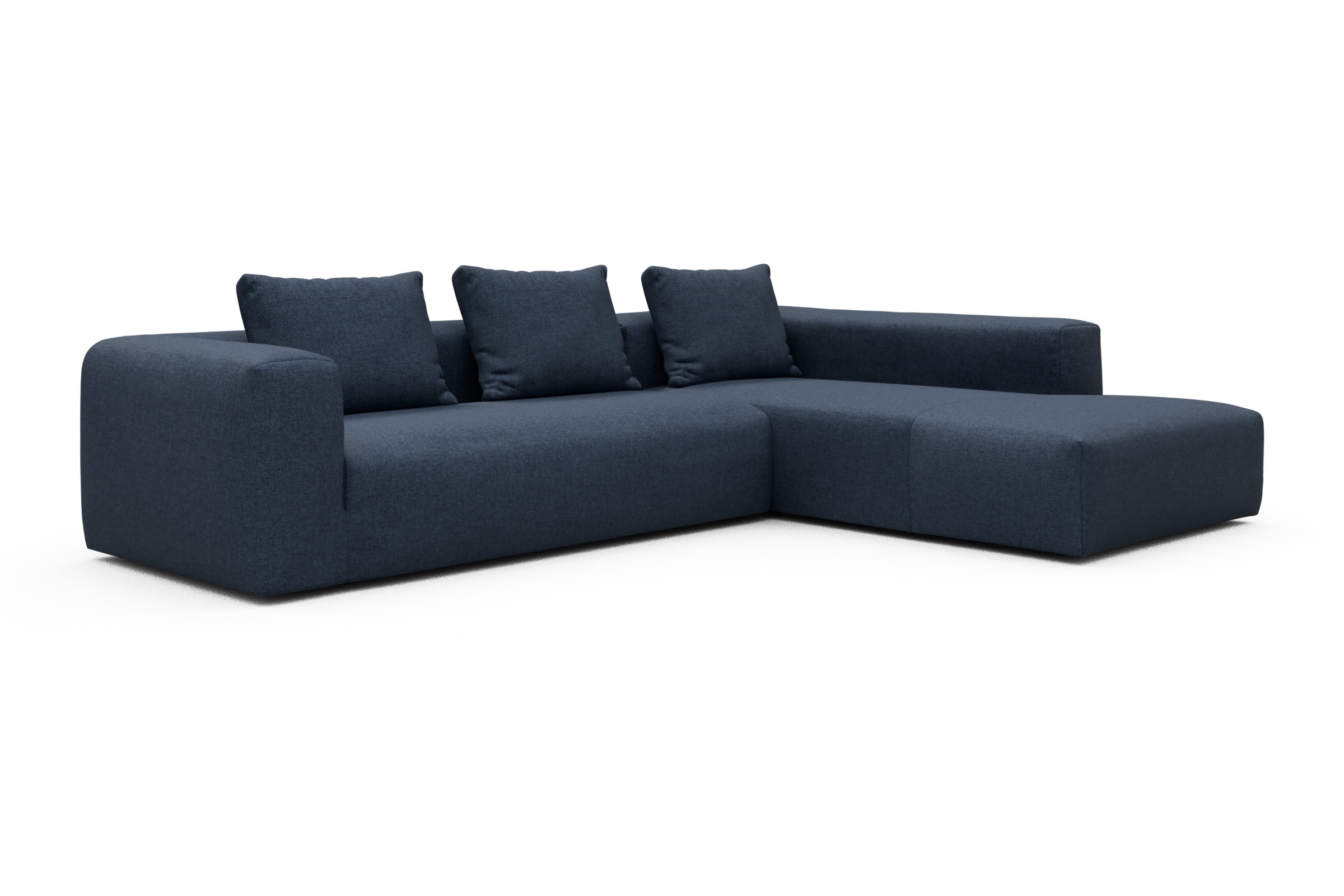 Ecksofa Fred Relax-Ecke rechts mit 2,5-Sitzer Sama-Deep-Blue