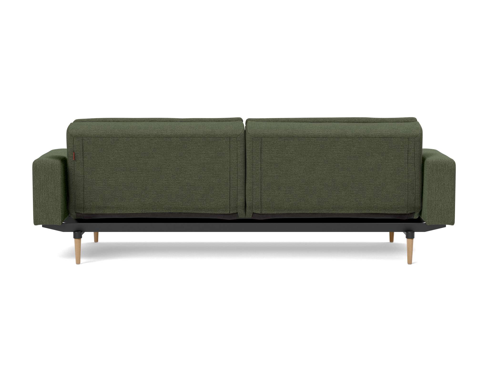 Schlafsofa Dublexo mit Armlehnen Strukturierter Stoff Taura 353-Forest Beine Styletto Eiche hell
