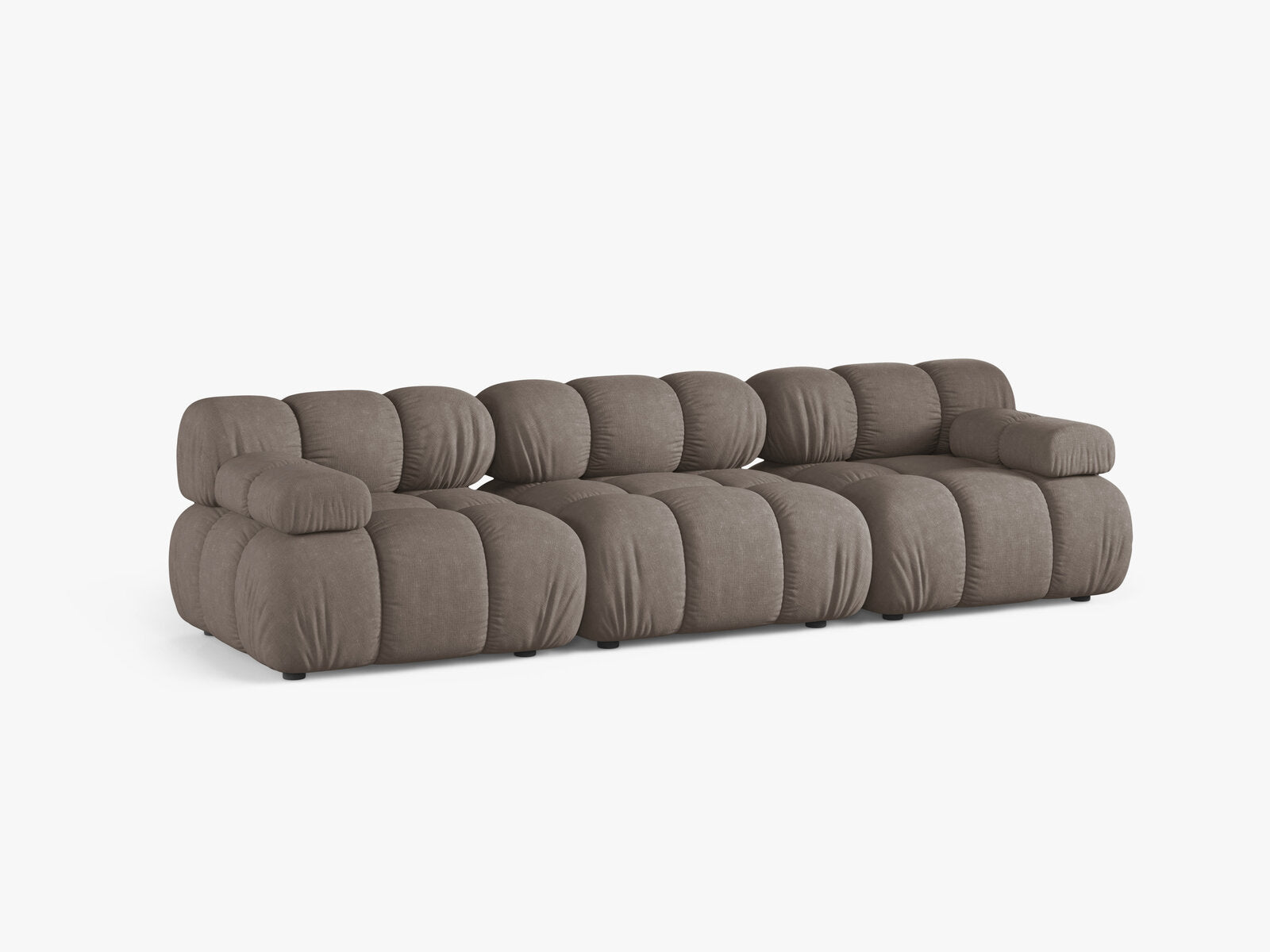 Micadoni Modulares Sofa Bellis 3-Sitzer Strukturierter Stoff Liberty Cappuccino