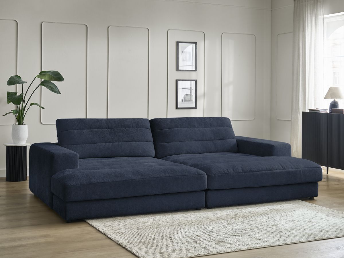 Bobochic Sierra Sofa 4-Sitzer Strukturstoff Dunkelblau