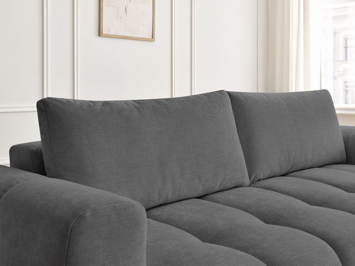 Bobochic Fuji Schlafsofa 3-Sitzer mit Bettkasten Stoff Dunkelgrau