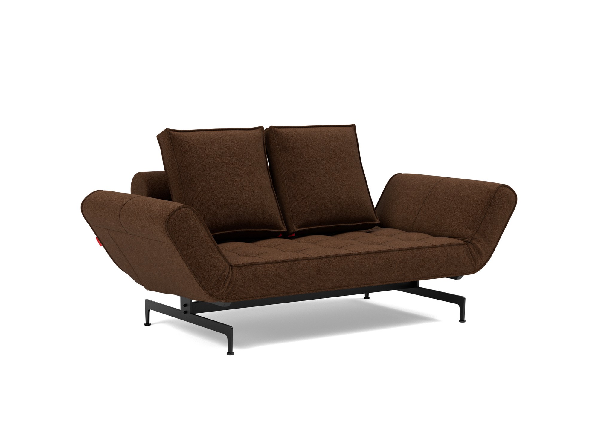Tagesbett Ghia Strukturierter Stoff Taura 359-Cappuccino Beine Laser schwarz