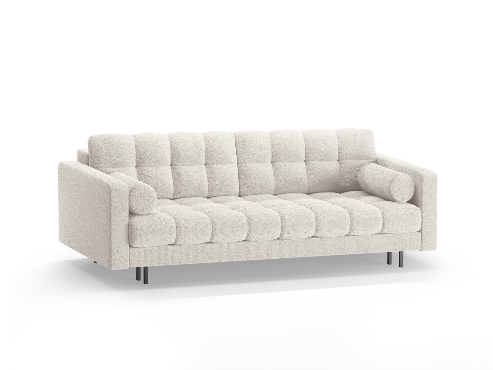 Cosmopolitan Design Schlafsofa Bali 3-Sitzer mit Bettkasten Boucle Baloo Weiß