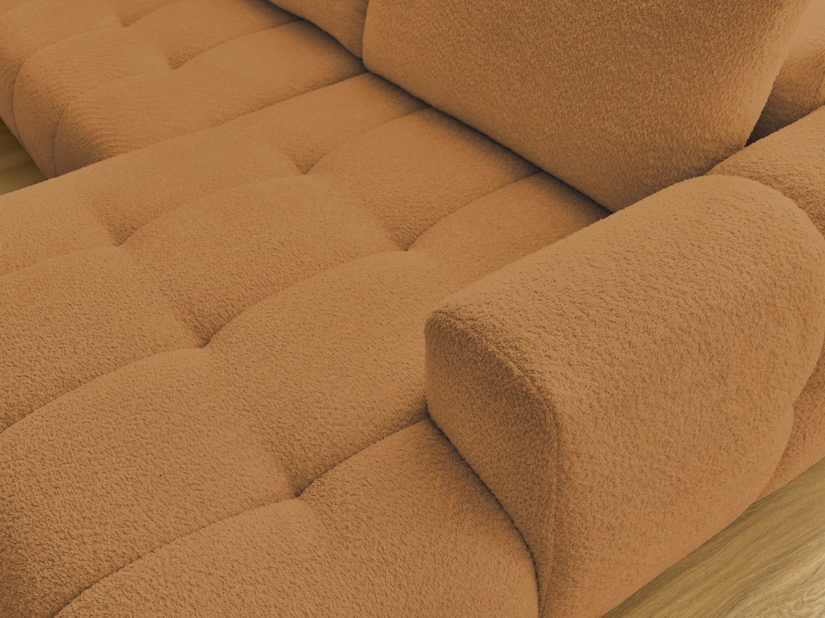 Bobochic Fuji Wohnlandschaft mit Pouf Bouclé-Stoff Gelb Ecke links