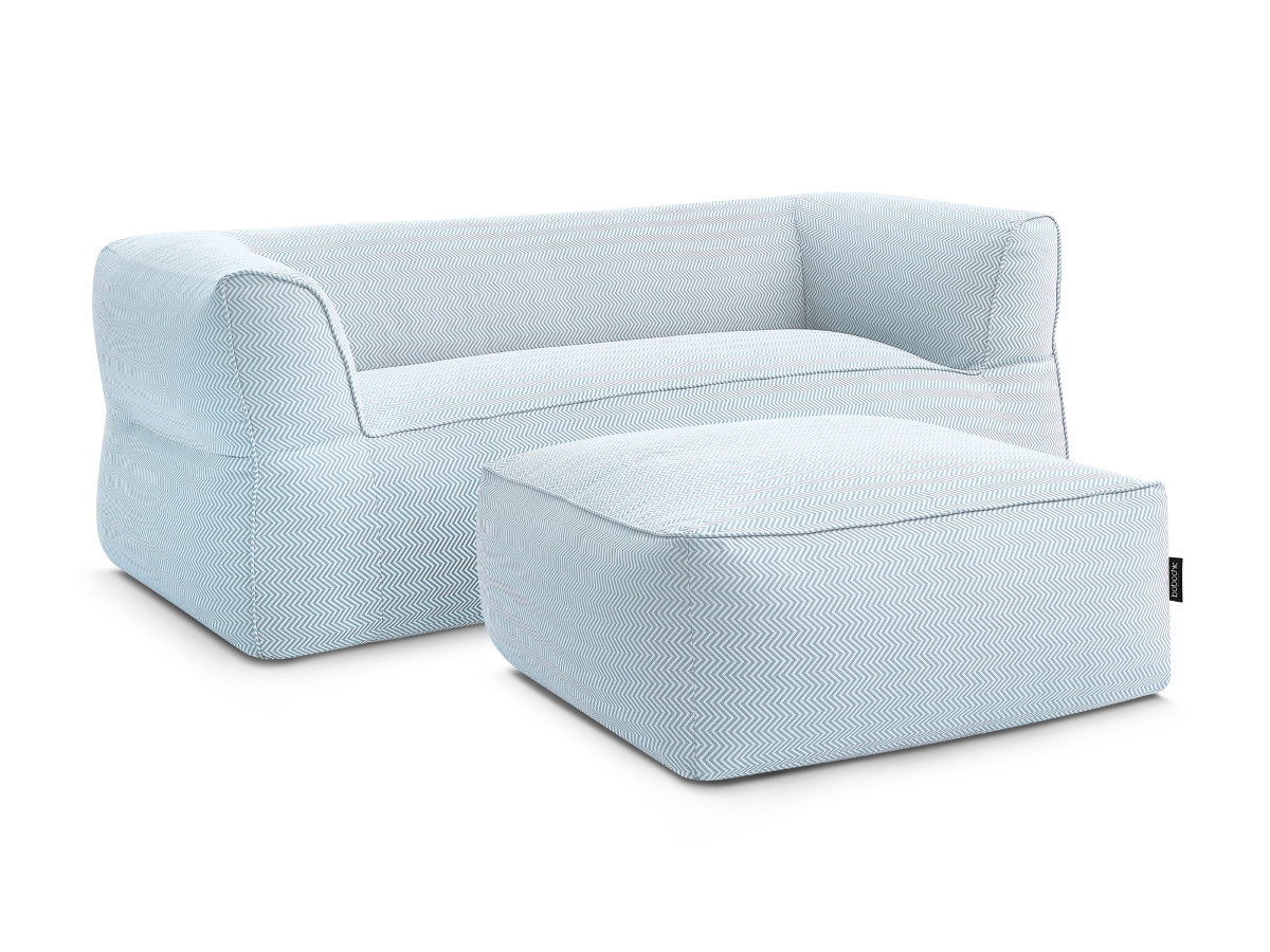 Bobochic Nour Gartensofa 4-Sitzer mit Pouf Stoff Hellblau