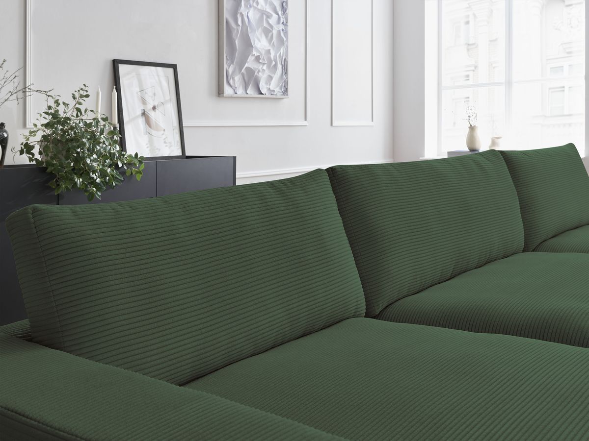 Bobochic Leonard Wohnlandschaft 404 × 159 cm Cordsamt Dunkelgrün