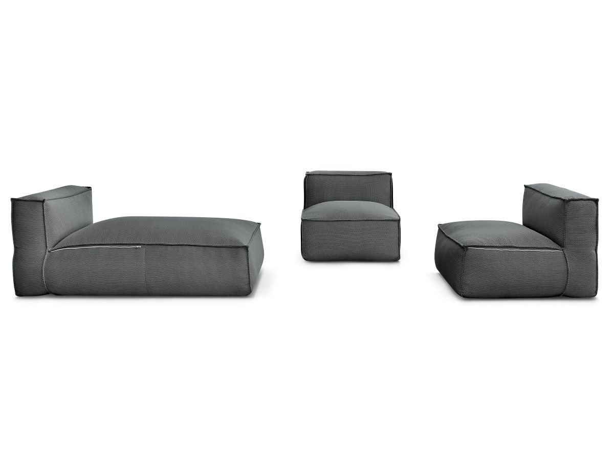 Bobochic Biarritz Gartensofa 3-Sitzer Melange-Stoff Schwarz