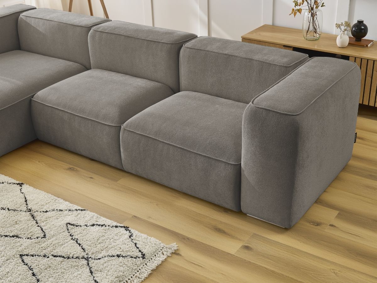 Bobochic Zephyr Ecksofa 349 × 165 cm Strukturstoff Taupe Ecke links