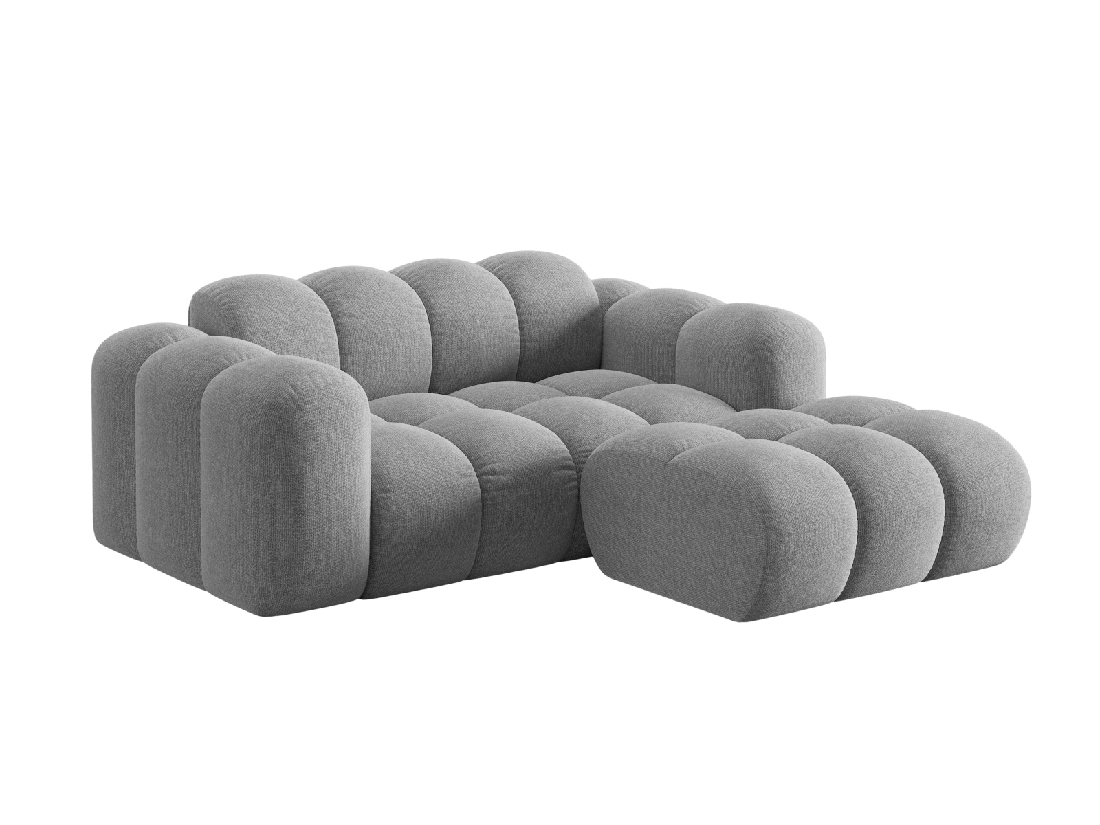Cosmopolitan Design Ecksofa Treno 2-Sitzer Chenille Eden Hellgrau Rechts