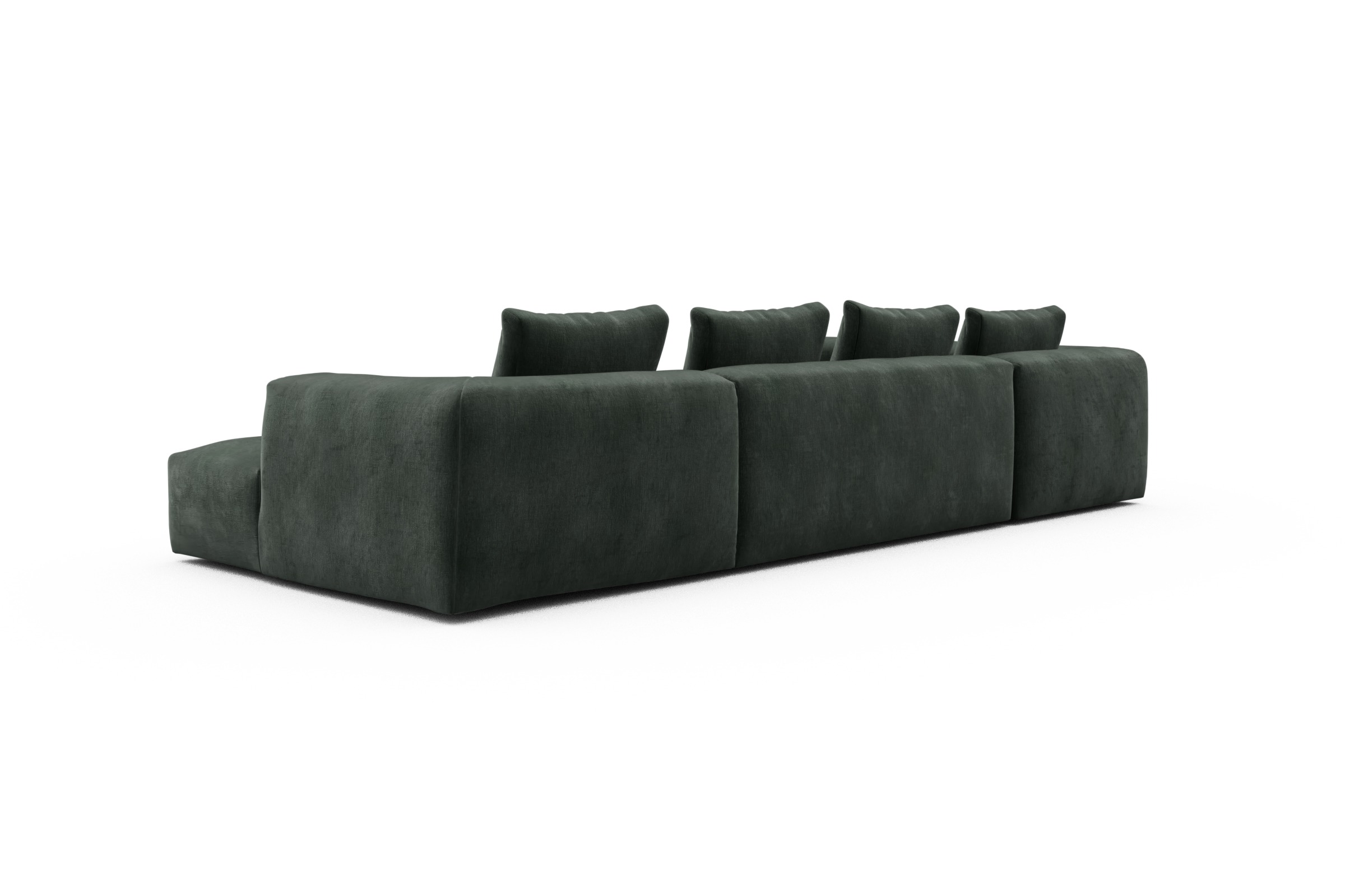 Wohnlandschaft Fred Chaiselongue rechts mit 2-Sitzer und lange Armlehne links Smooth-Laurel-Green